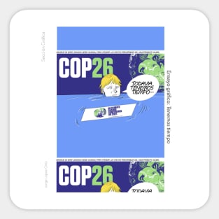 tenemos tiempo, we still got time or not? ecopop cartoon comic doodle about climate change Sticker